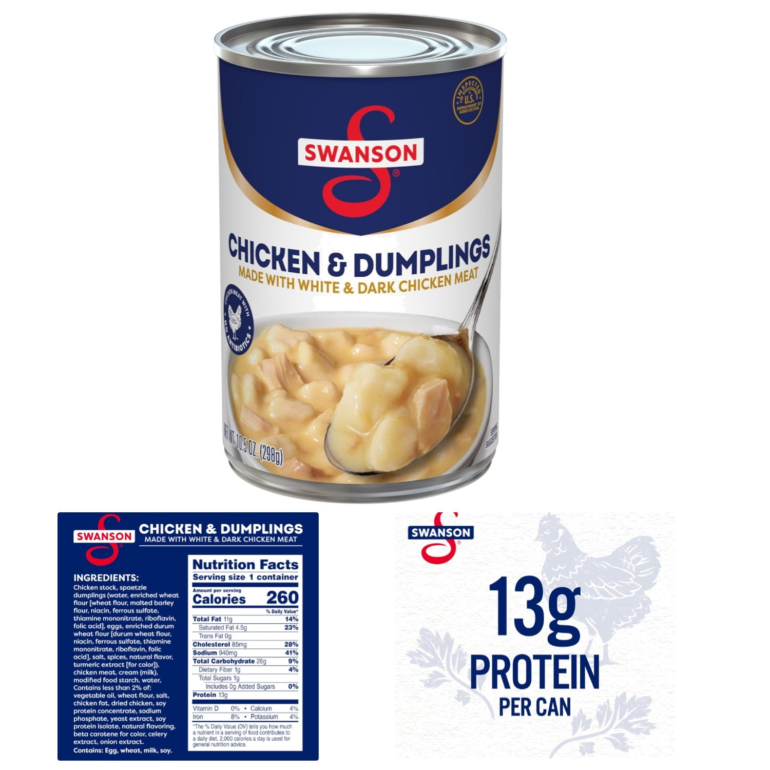 10.5 Oz Swanson Chicken & Dumplings - Creamy Sauce with Spaetzle Dumplings