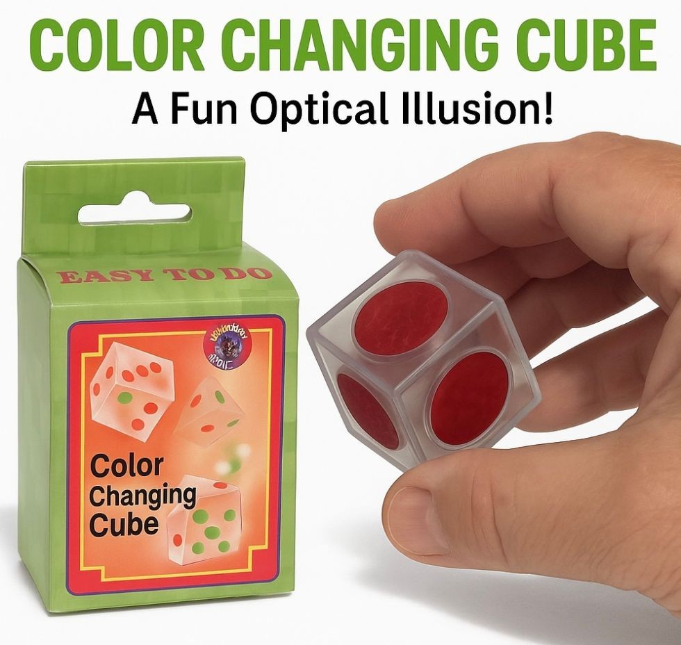 COLOR CHANGING CUBE Magic Trick Mini Pocket Box Close Up Optical Illusion Change