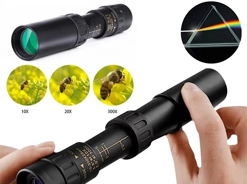 10-300X Monocular Binoculars with Night Vision BAK7 Prism High Power Waterproof