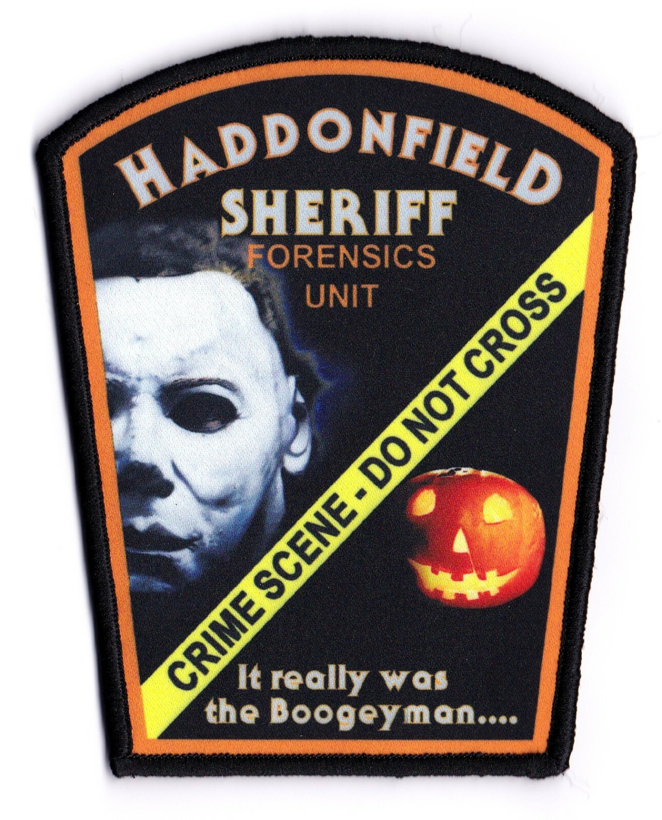 NEW STYLE  HADDONFIELD SHERIFF FORENSICS   IL ILLINOIS  HALLOWEEN  MICHAEL MYERS