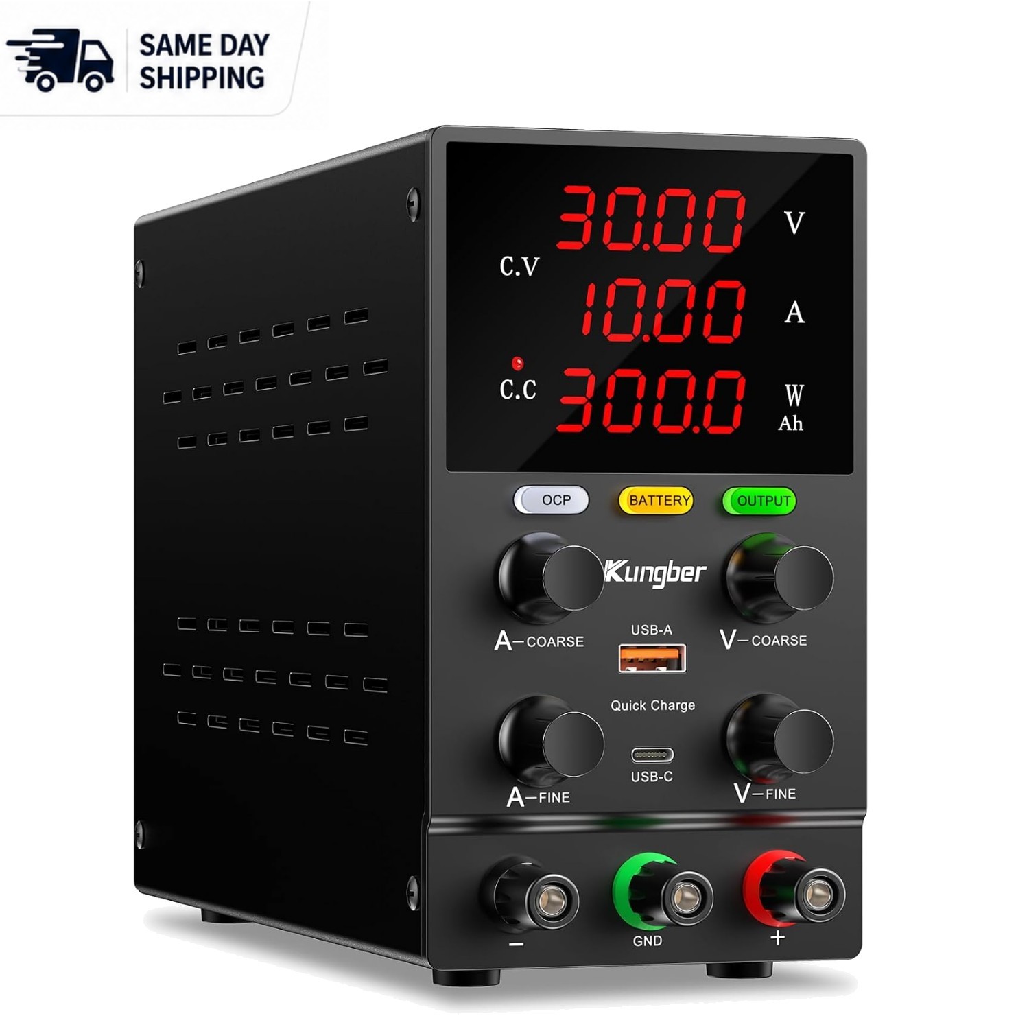 Versatile 30V 10A DC Power Supply with Intelligent Charging and USB Fast Charge