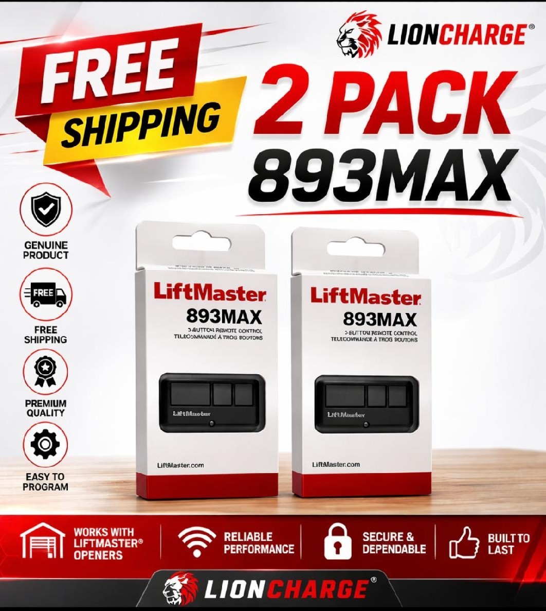 2 Pack 893MAX LiftMaster 3 Button Remote Control Garage Door Opener