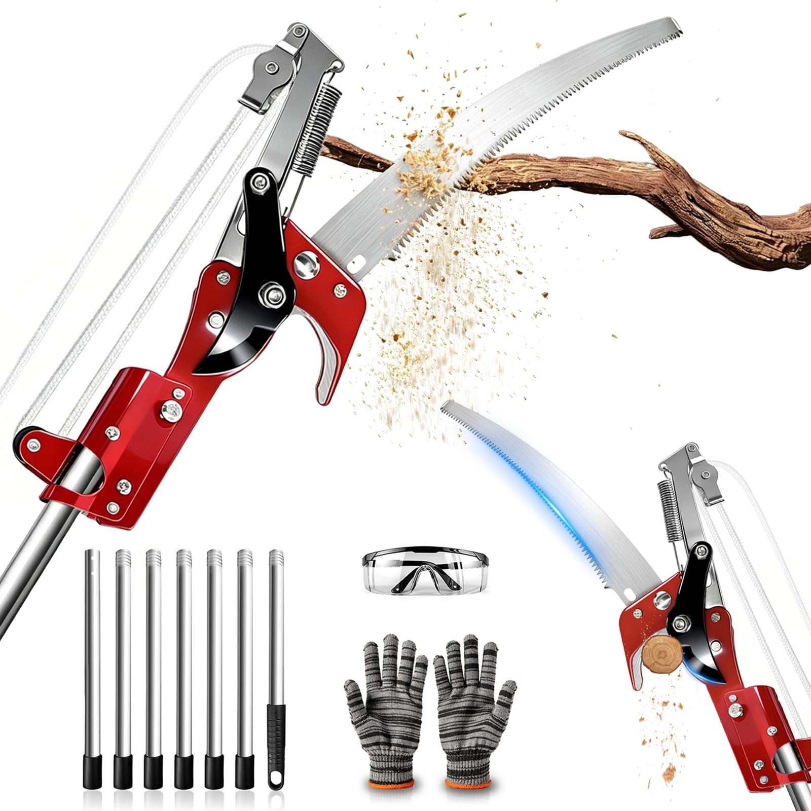 2-In-1 Pole Saws for Tree Trimming- 11FT Manual Tree Pruner With Saw Extendab...