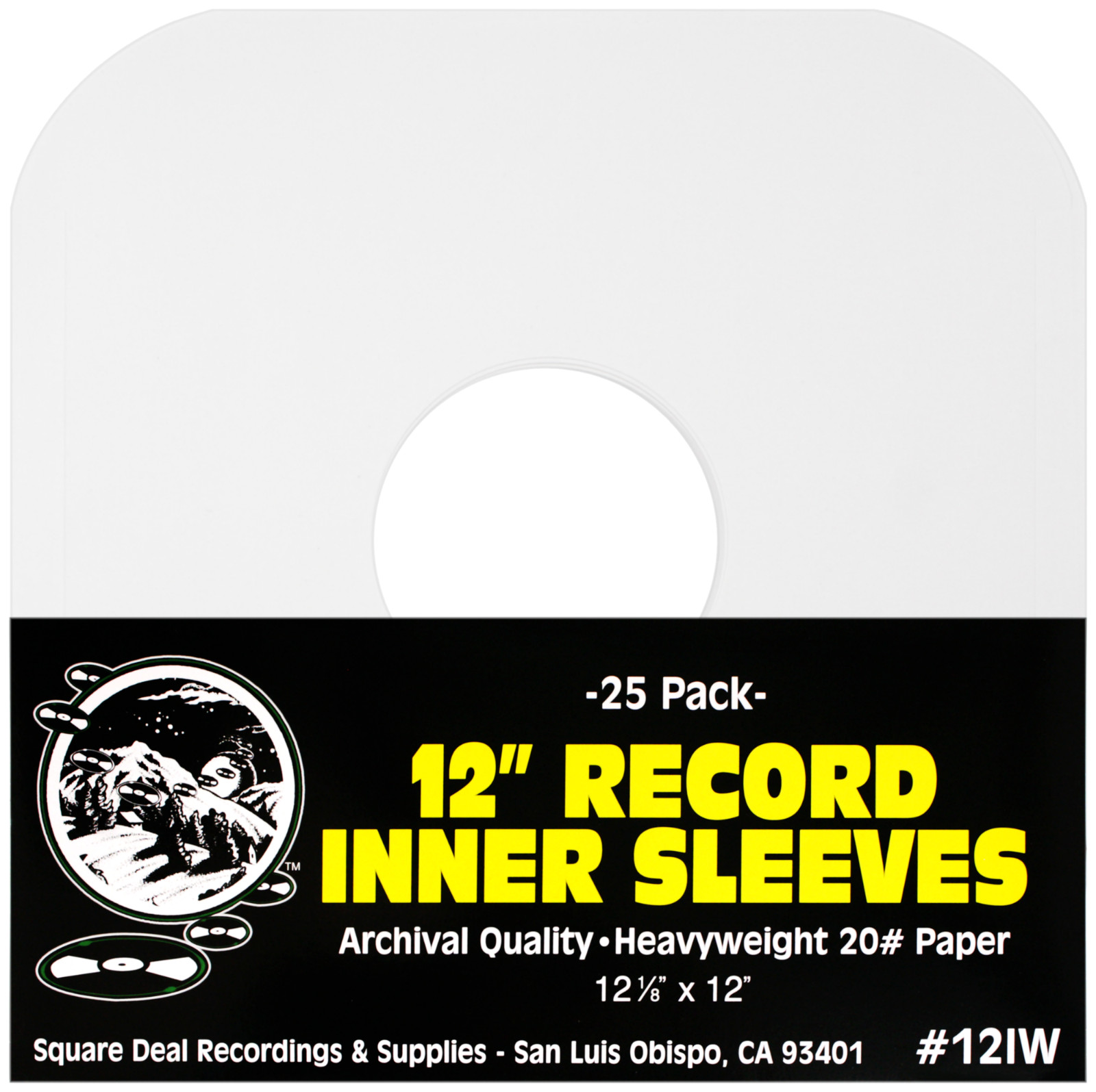 (25) 12” LP Vinyl Record Inner Sleeves - ARCHIVAL White Heavyweight Paper 12IW