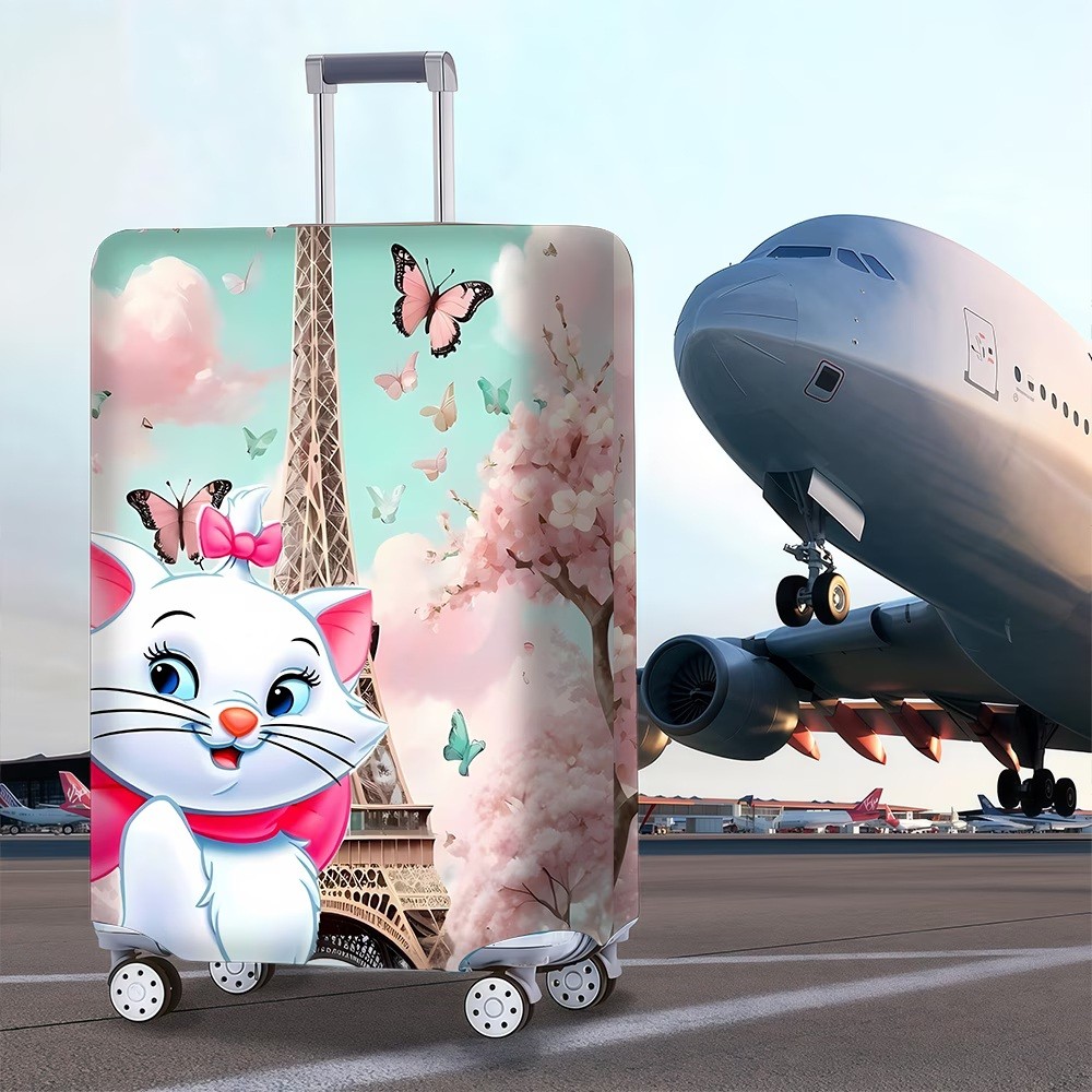 Marie Cat In Paris Cute White Kitten And Eiffel Tower Luggage Cover, COVER ONLY