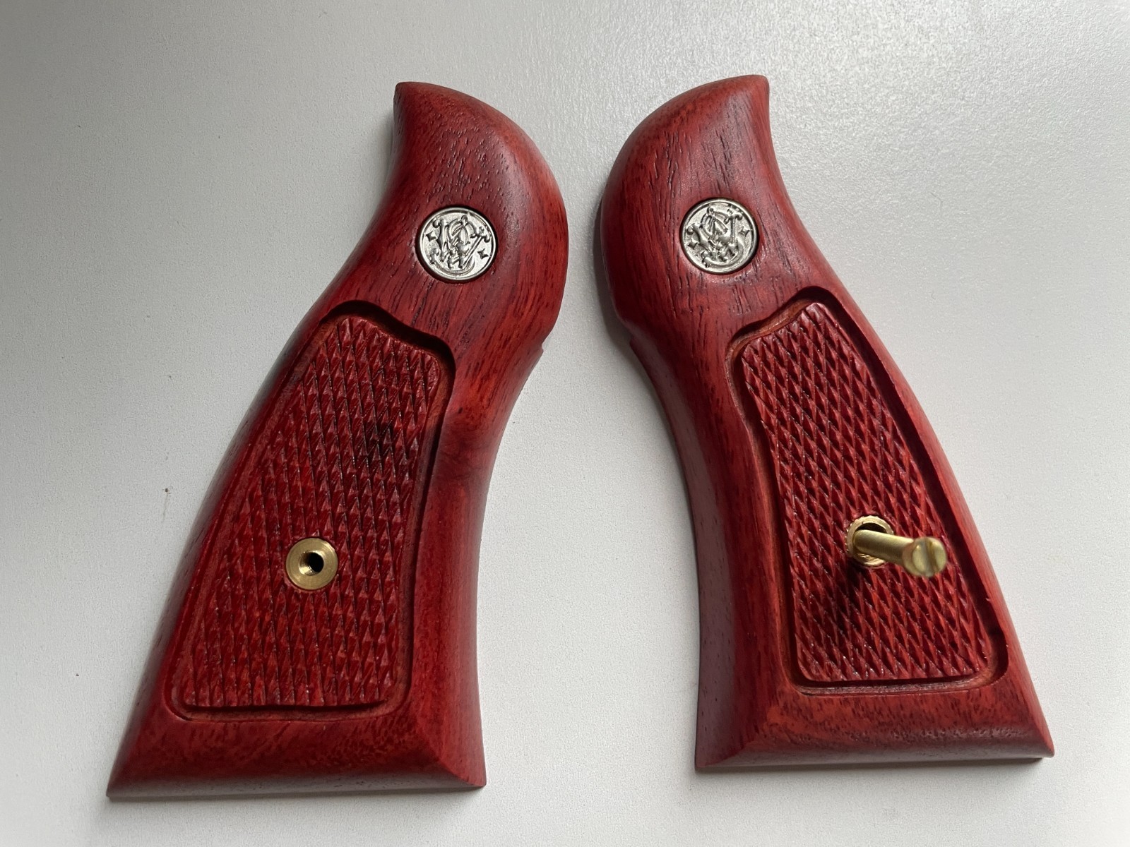 New! Hardwood Grips for S&W K/L frame Square Butt  Checker Panel