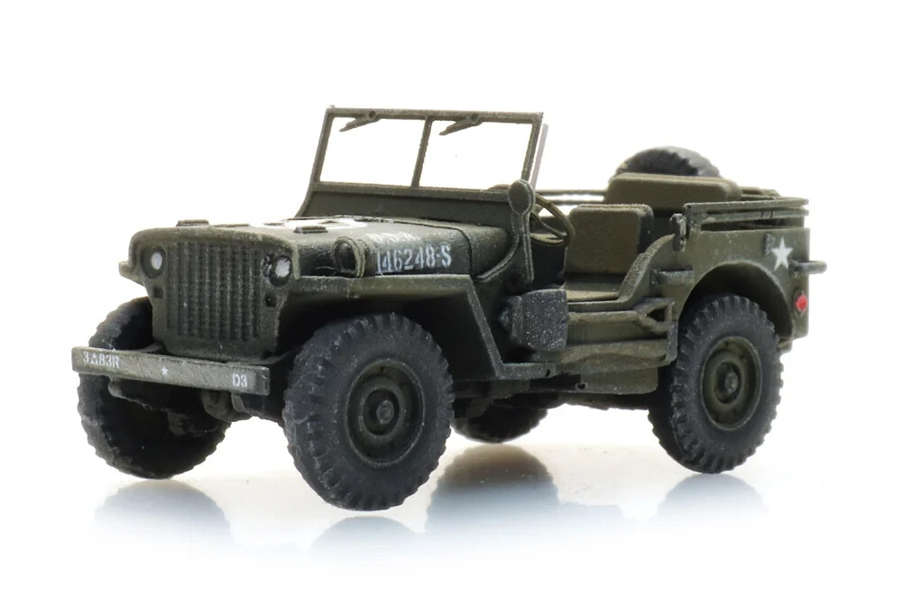 HO Artitec Minitank Patton's 3rd Army Willys Jeep #A2113.6870579 Hand Painted