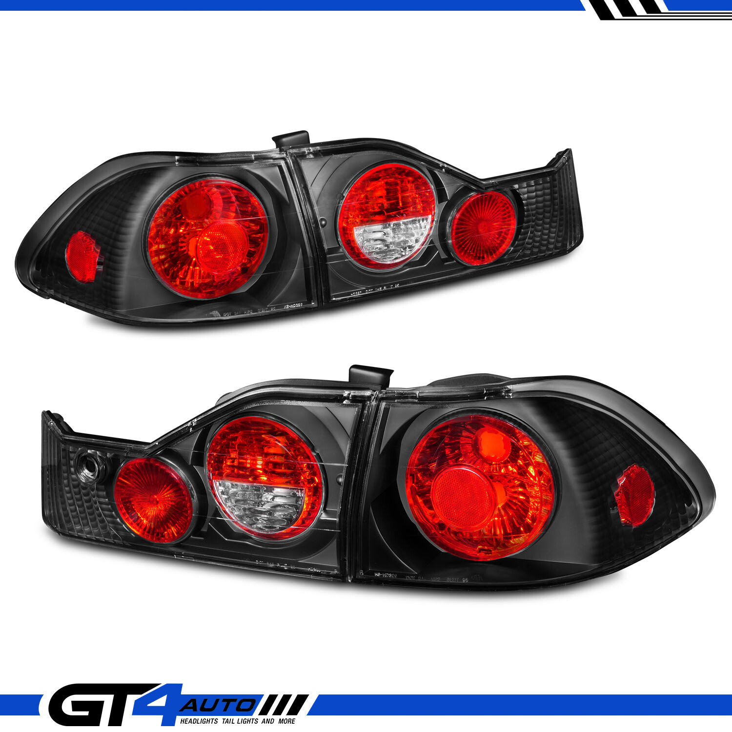 For 1998-2000 Honda Accord 4Dr Sedan Black Tail Lights Brake Lamp Set Left+Right