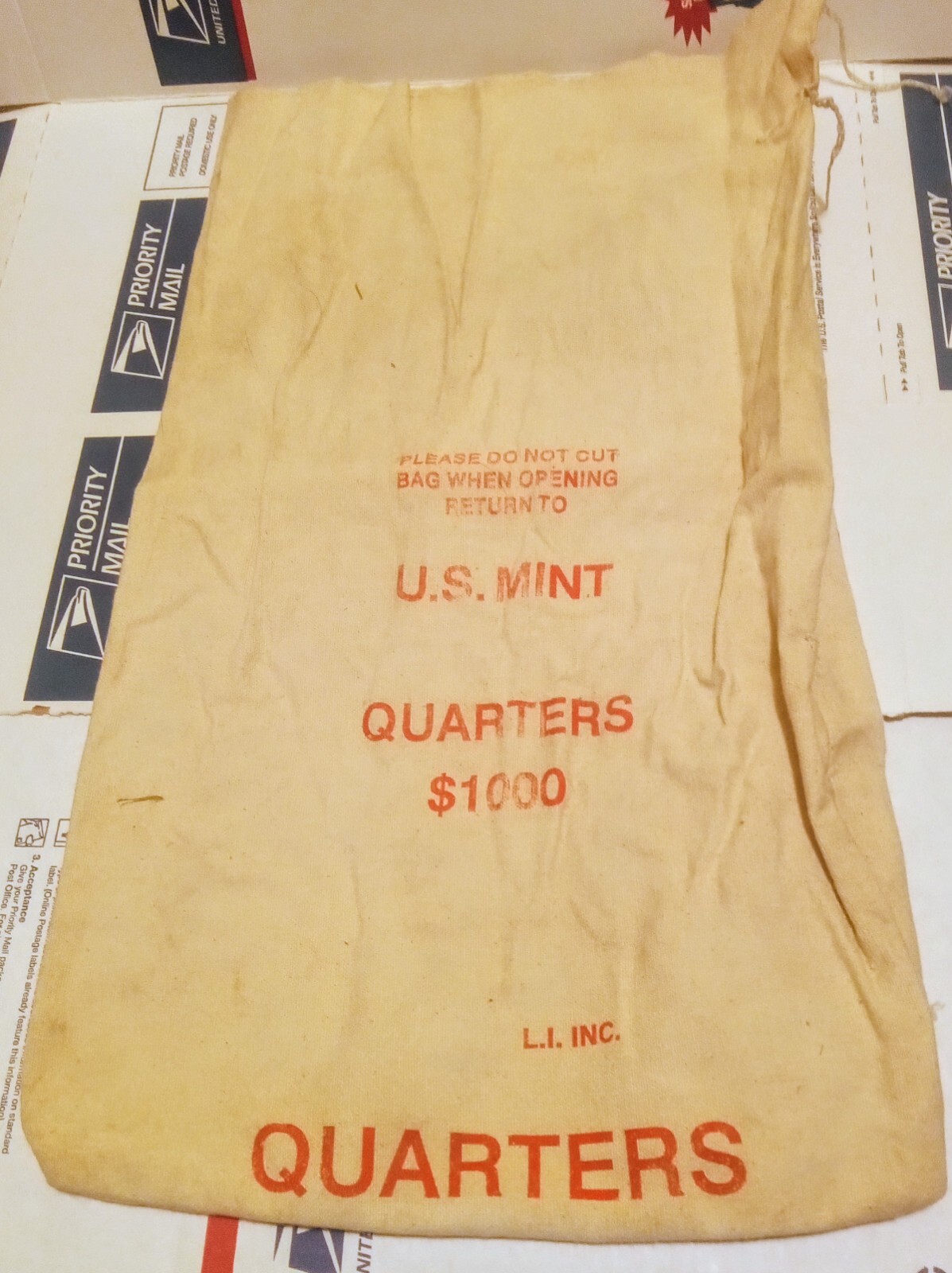 U.S. MINT Coin Bag - $1000 DOLLARS - QUARTERS - BAG ONLY NO COINS - Empty Bag