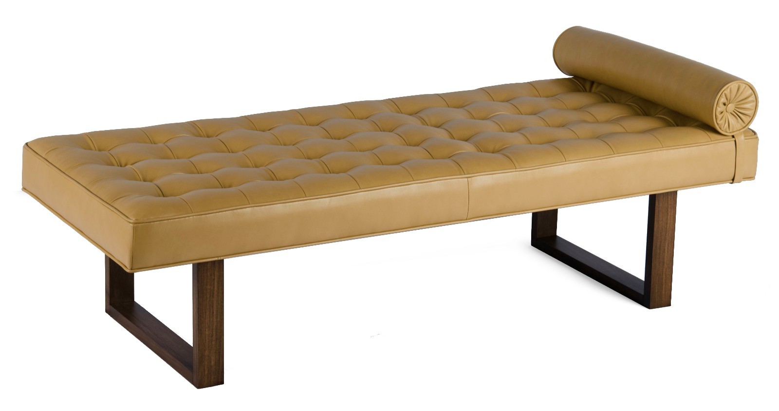 Retro - Modern Tufted Genuine Leather Daybed, Bench, Lounge Chaise