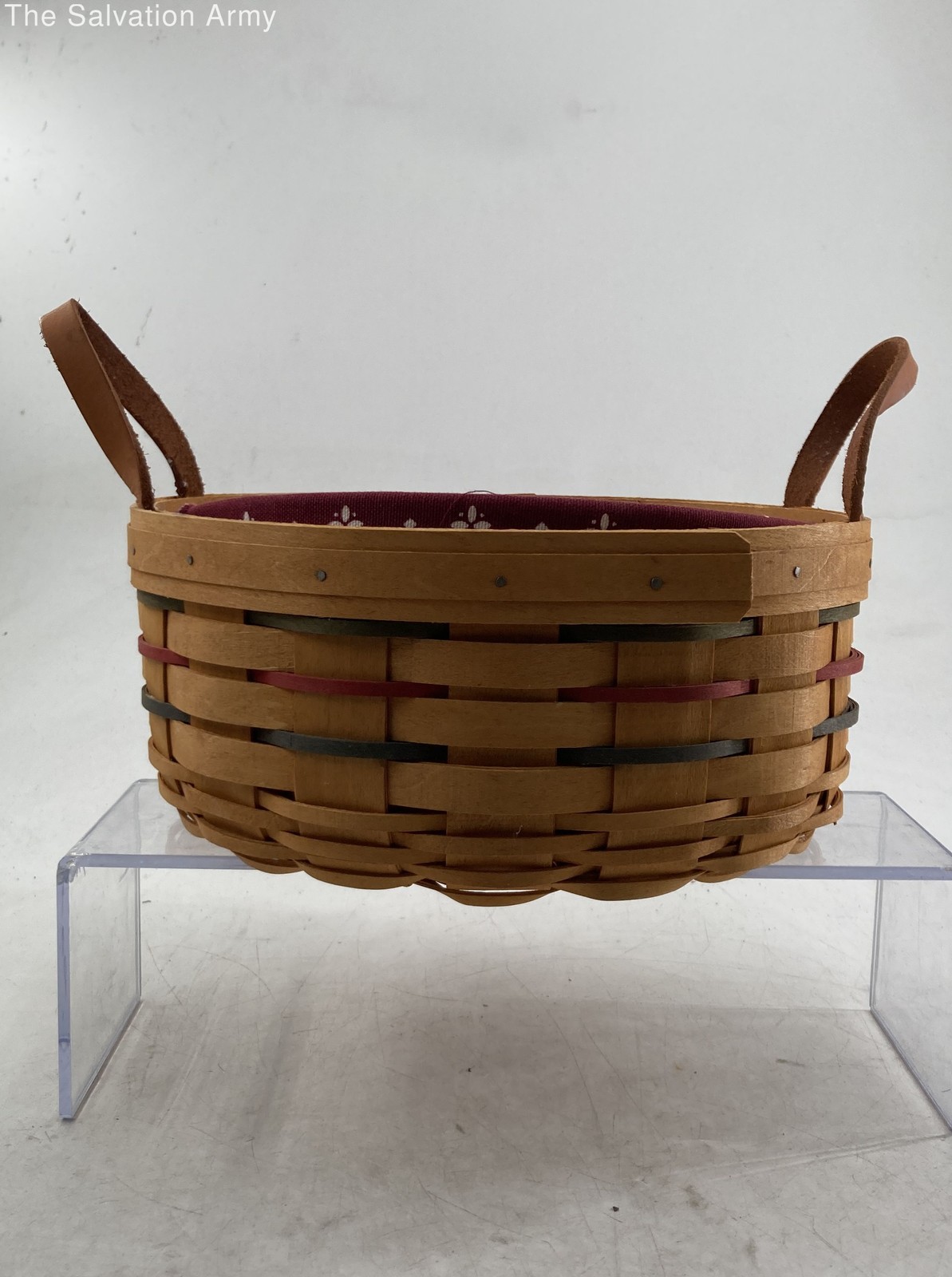 Longaberger Brown Wooden Round Shape Home Decorative Basket With Handles