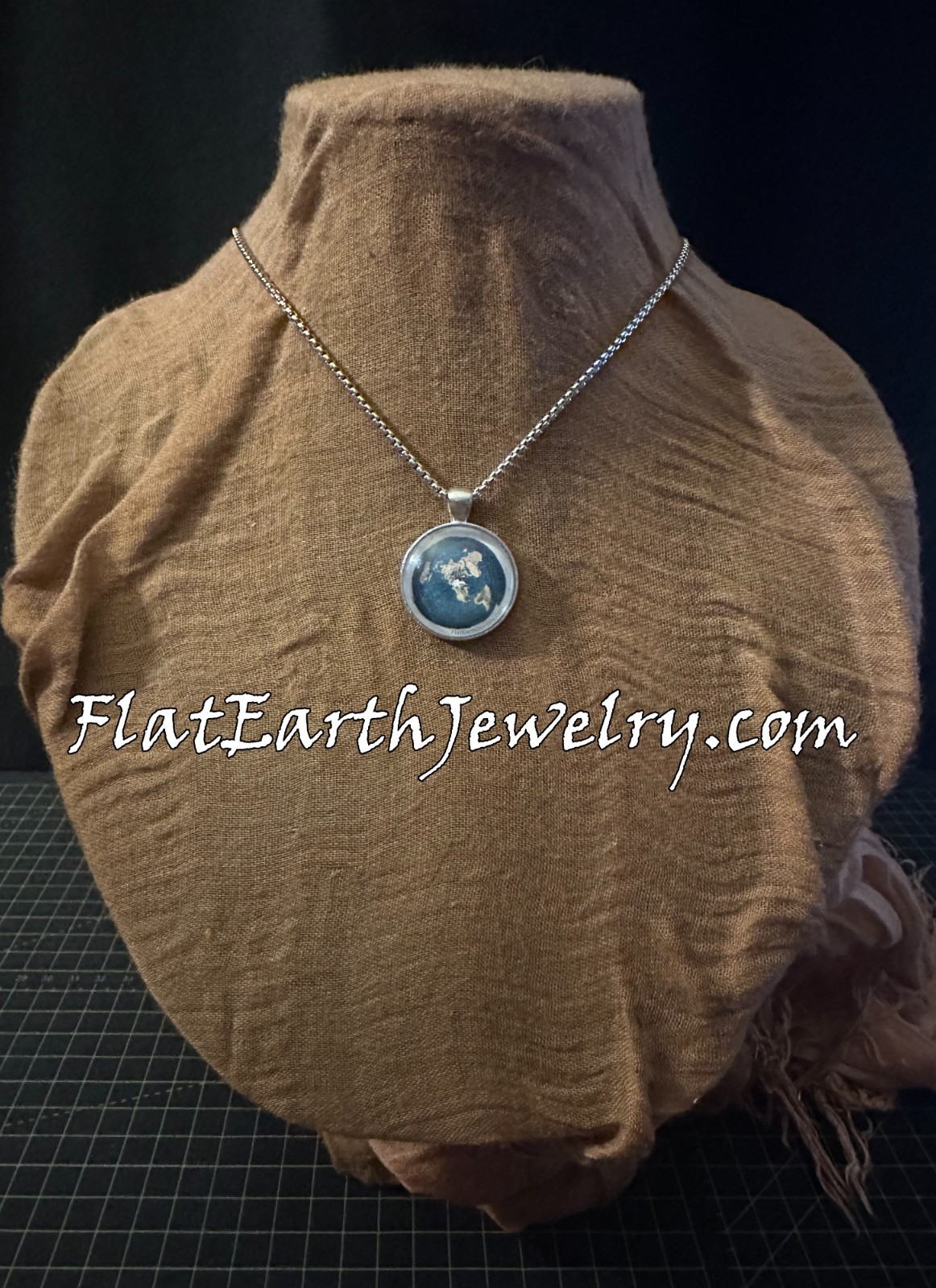 Flat Earth Necklace! Custom Made BRONZE tone Space Truth Sci-fi Xfiles Aliens