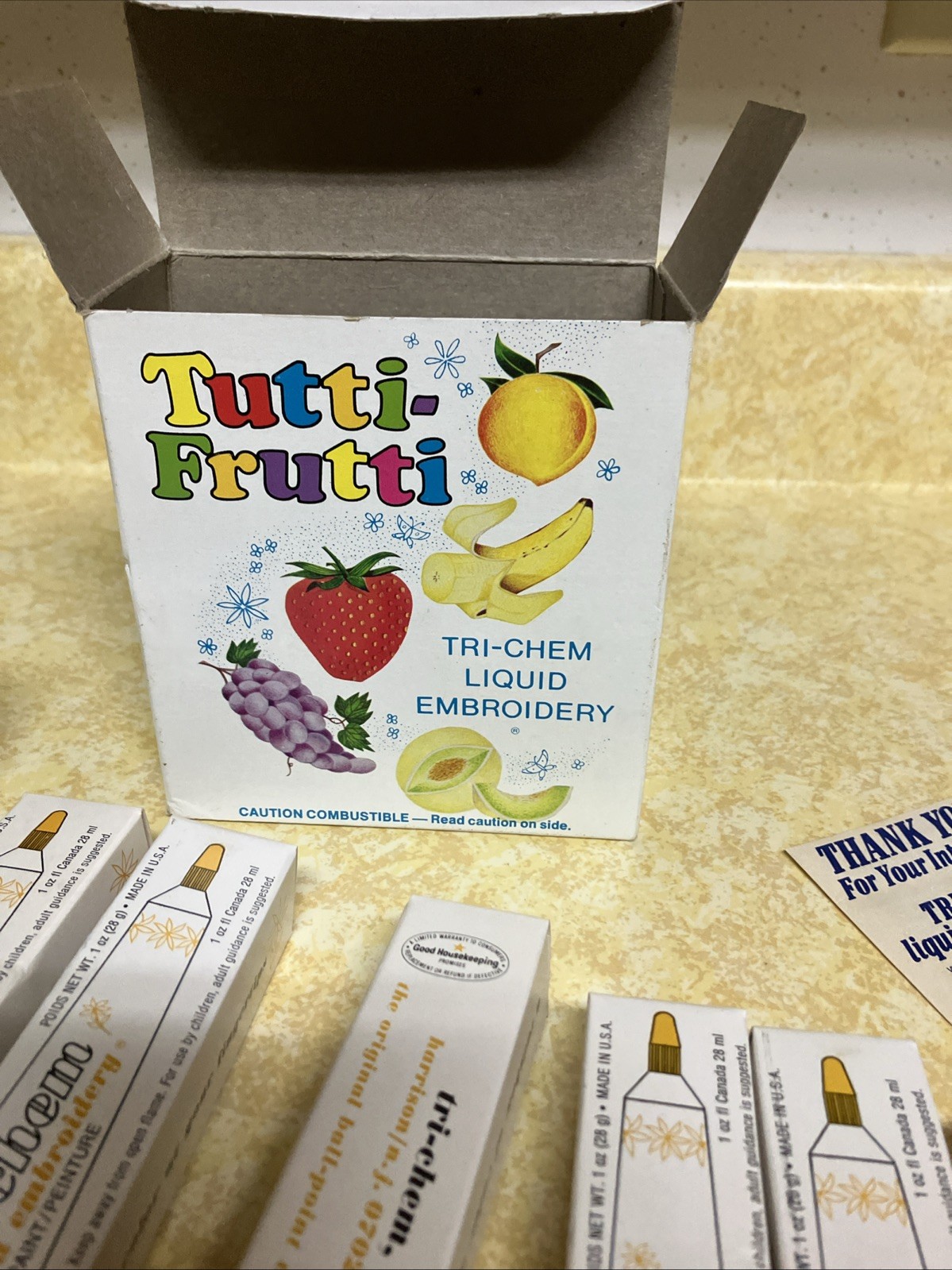 Tri-Chem Liquid Embroidery 6 Colors Tubes Paint, Tutti Frutti 0833 Set.