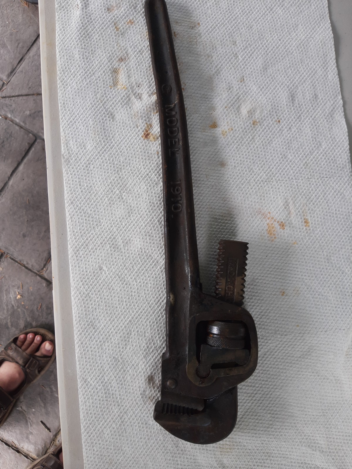 RARE Antique Cochran 18" pipe wrench model 1910 patented 1908