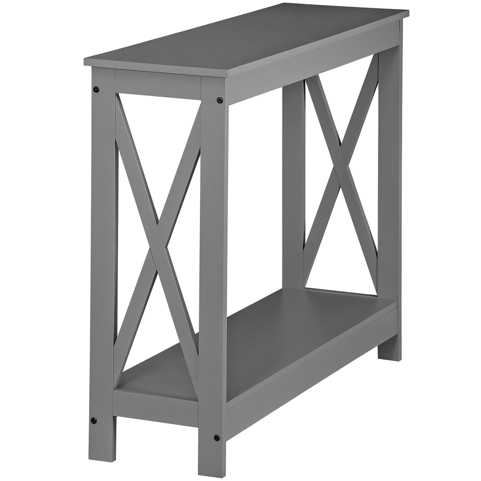 39'' Grey Console Table 2-Tier Sofa Entryway Table with X-shaped Frame Indoor