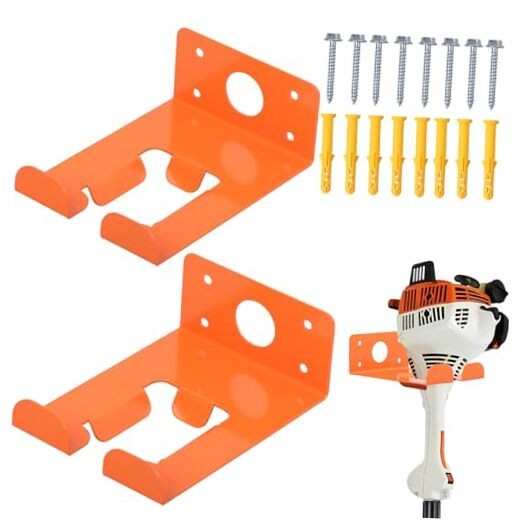 WeedEater Rack & Chainsaw Holder - Heavy Duty Garage Organizer Wall Mount for