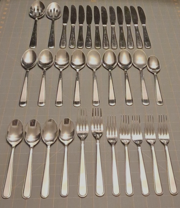Lot Of 35 Cambridge Rosalind Stainless Mixed Flatware Piece Lot