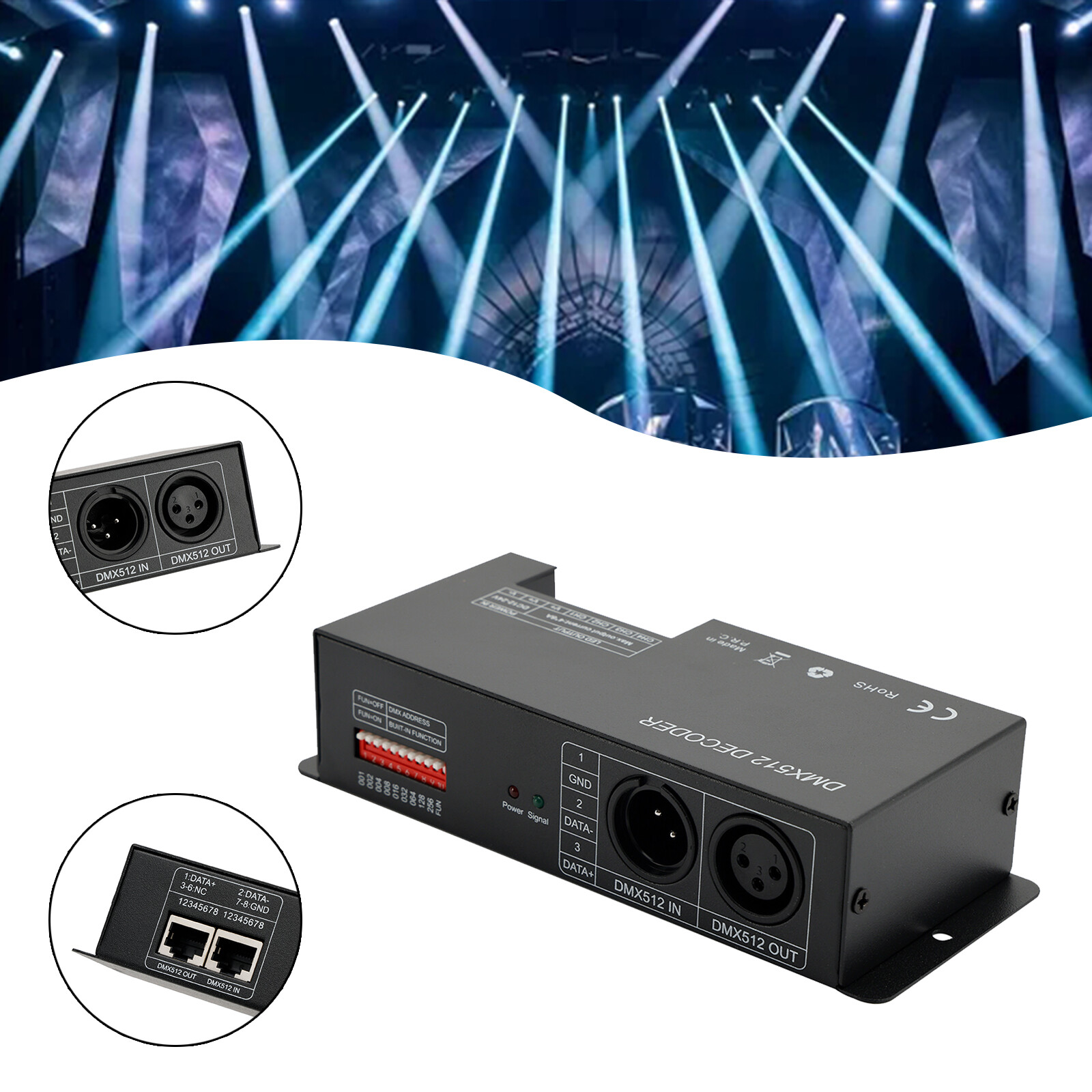 4 Channel DMX 512 Decoder RGBW PWM Dimmer Driver LED Strip Light Controller A B9