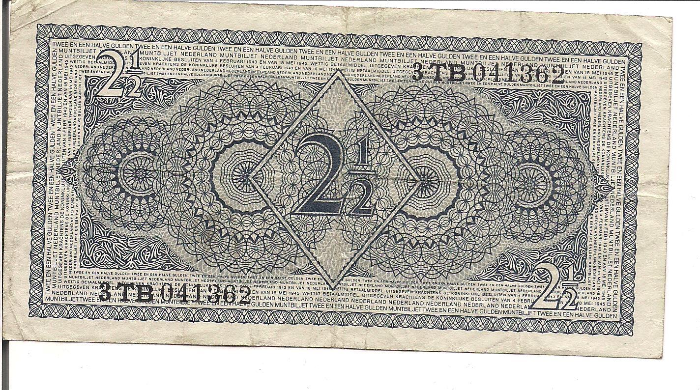 NETHERLANDS, 2 1/2 GULDEN, 1949