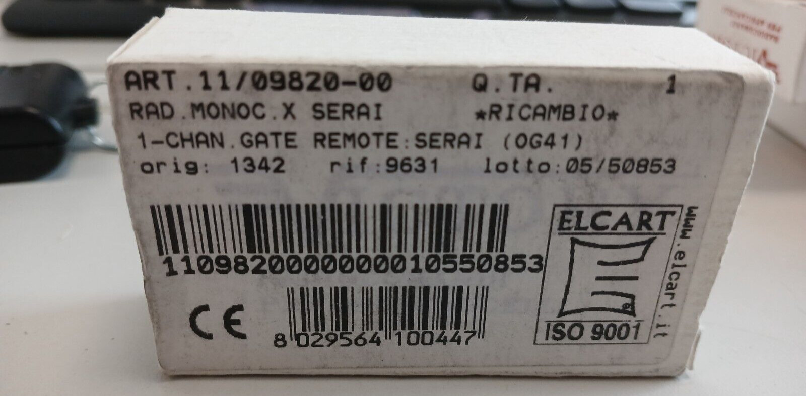 ART. 11/09820-00 SINGLE CHANNEL OPENER REMOTE CONTROLS FOR SERAI