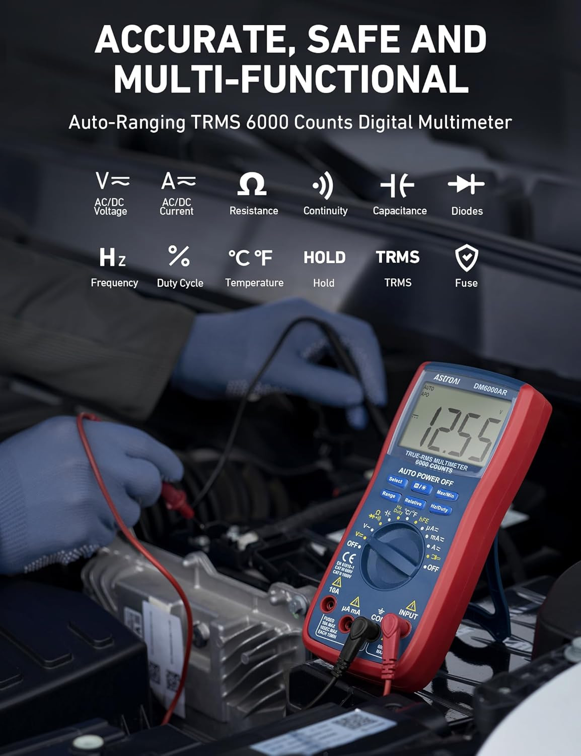 Astroai Digital Multimeter, True RMS 6000 Counts Auto-Ranging Volt Meter for Aut