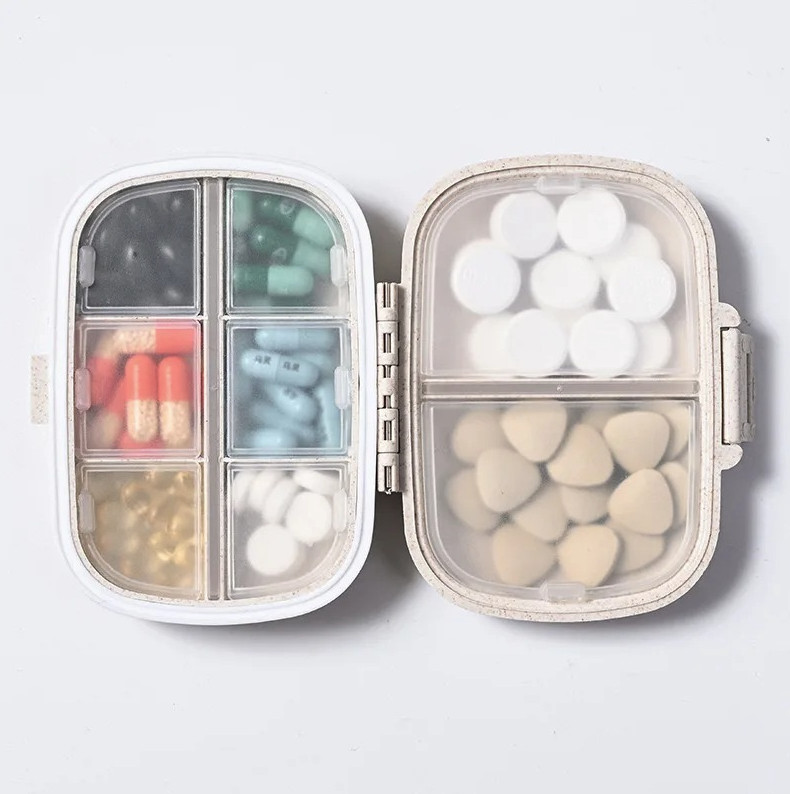 1pc 8 Grid Travel Pill Box Organizer Seal Ring Medicine Storage Case - NEW