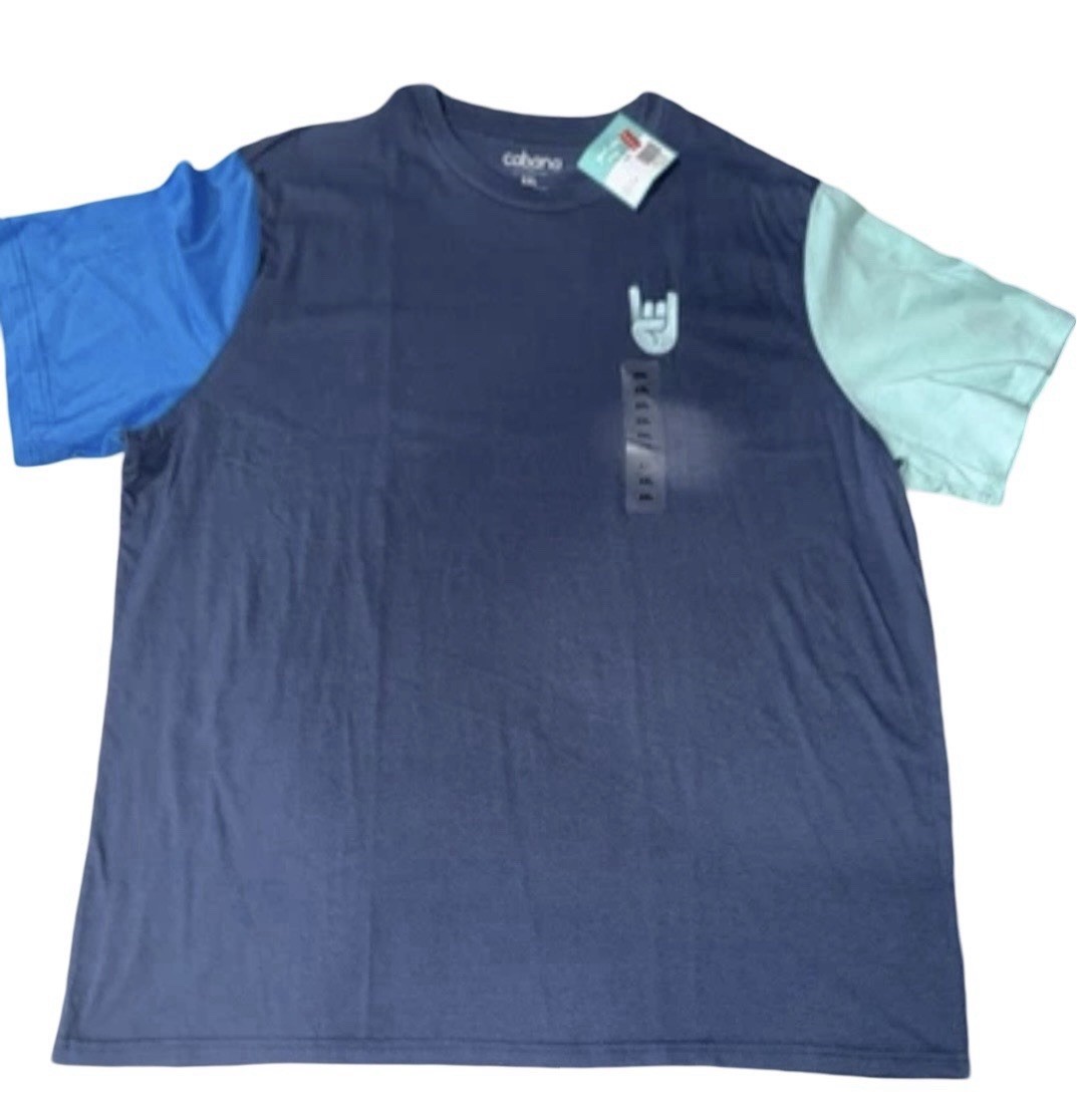 CABANA By Crown & Ivy Blue Good Vibes Only Logo T-Shirt Men’s Size XXL / NWT