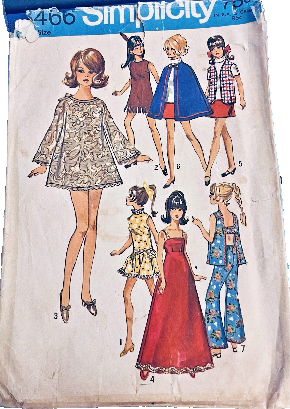 VTG `69 Simplicity 8466 Barbie Maddie  11½  Fashion Doll Wardrobe 7 Styles
