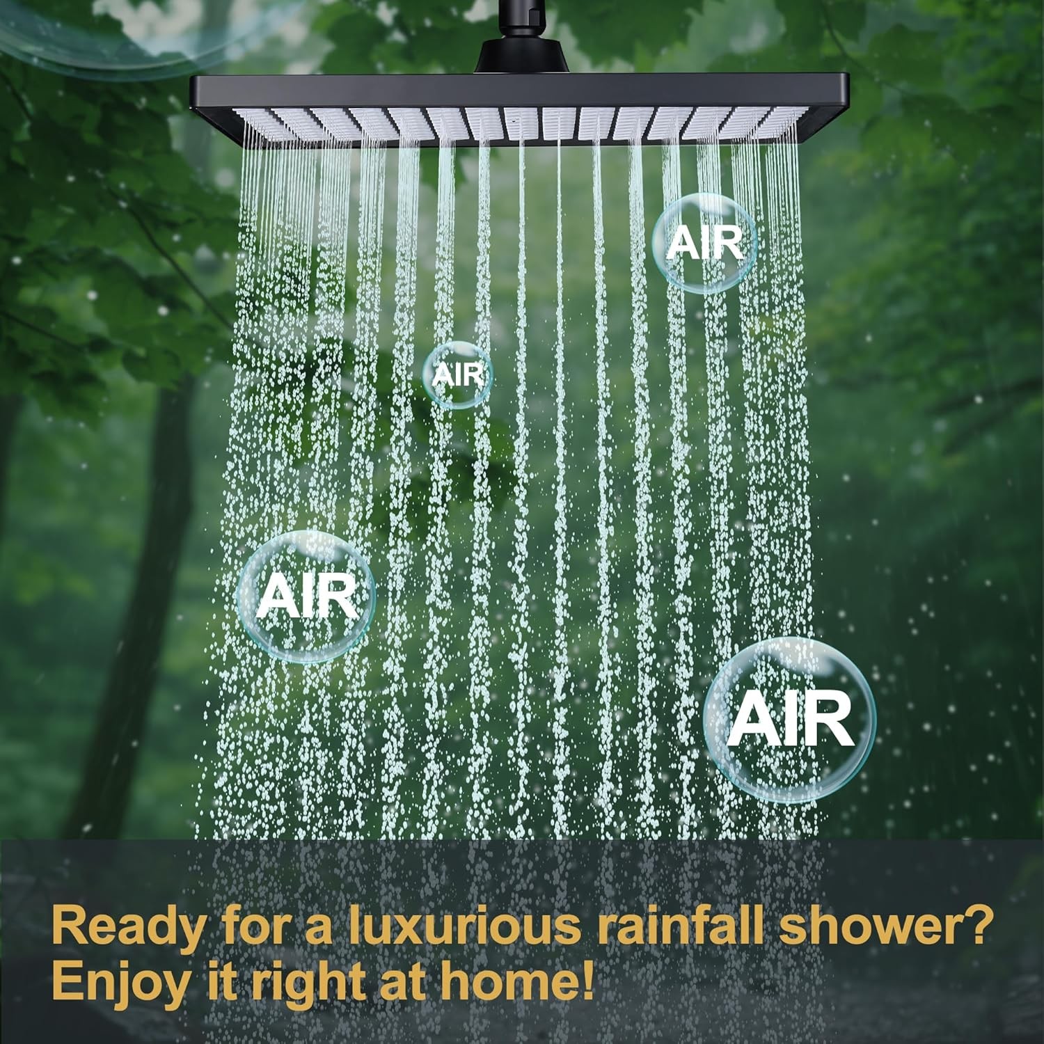 Rainfall Shower Head for Bathroom, 11.8 Inch Large Rectangular with Adjustable