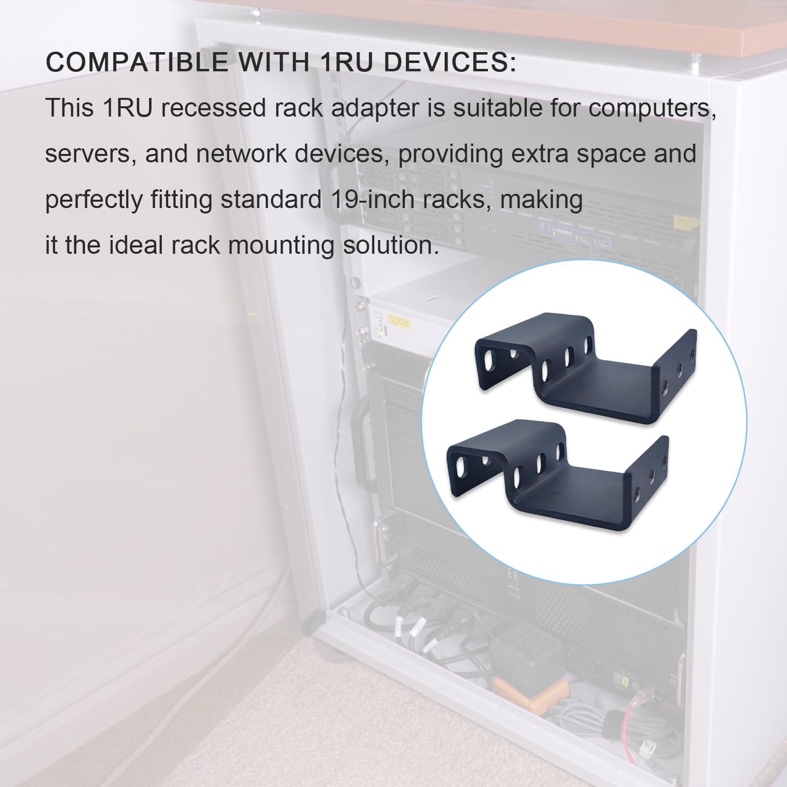 Compatible 1RU Recessed Rack Adapter-for Computers,Servers,and Network Device...