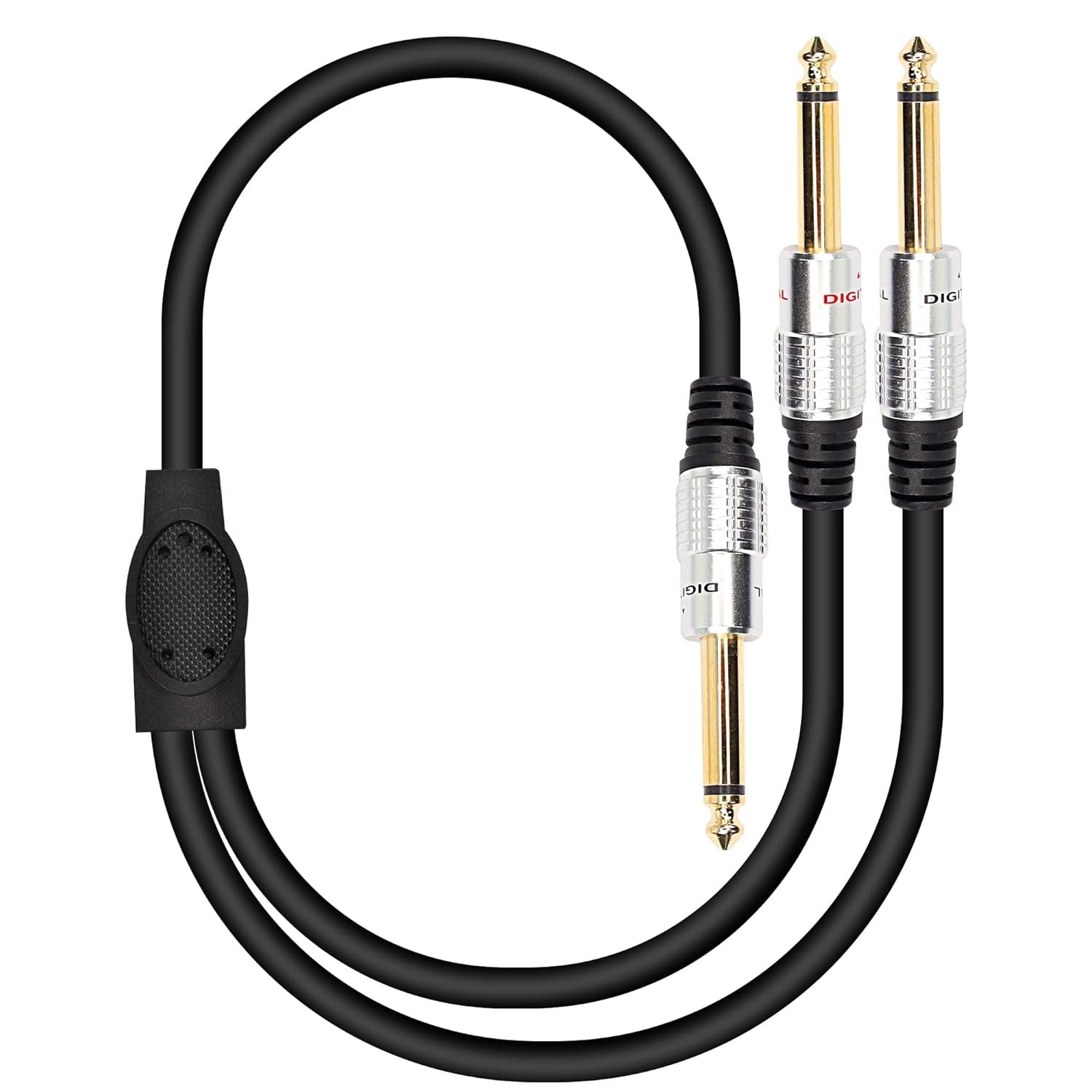 6.35mm 1/4" TS Male to Dual 6.35mm 1/4" TS Male Mono Stereo Y Cable Splitter Cor