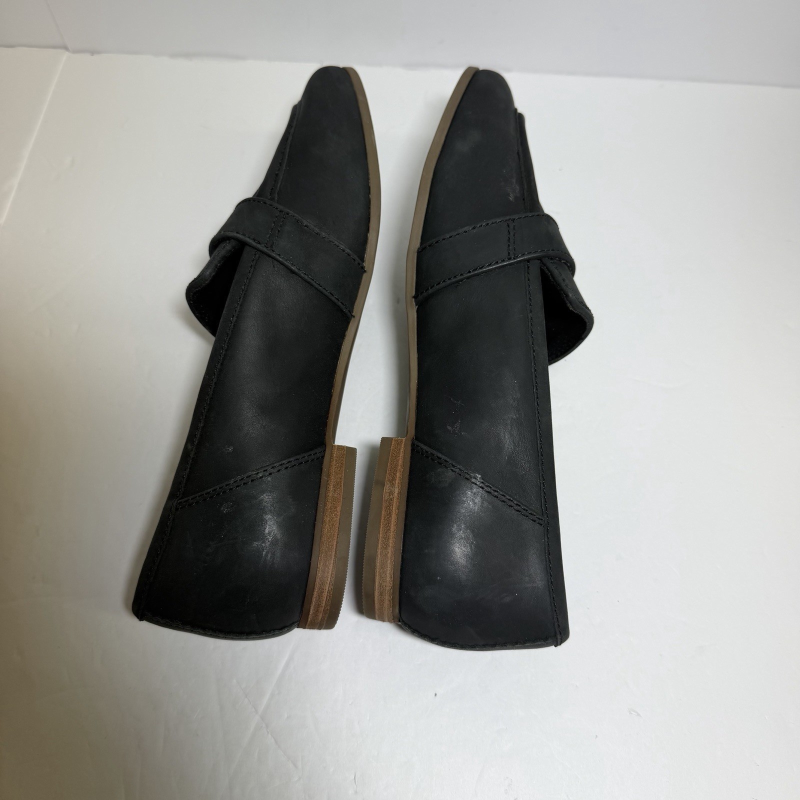 TOMS Lynette Leather Slip On Loafers Womens Black 8.5 10021702T-001