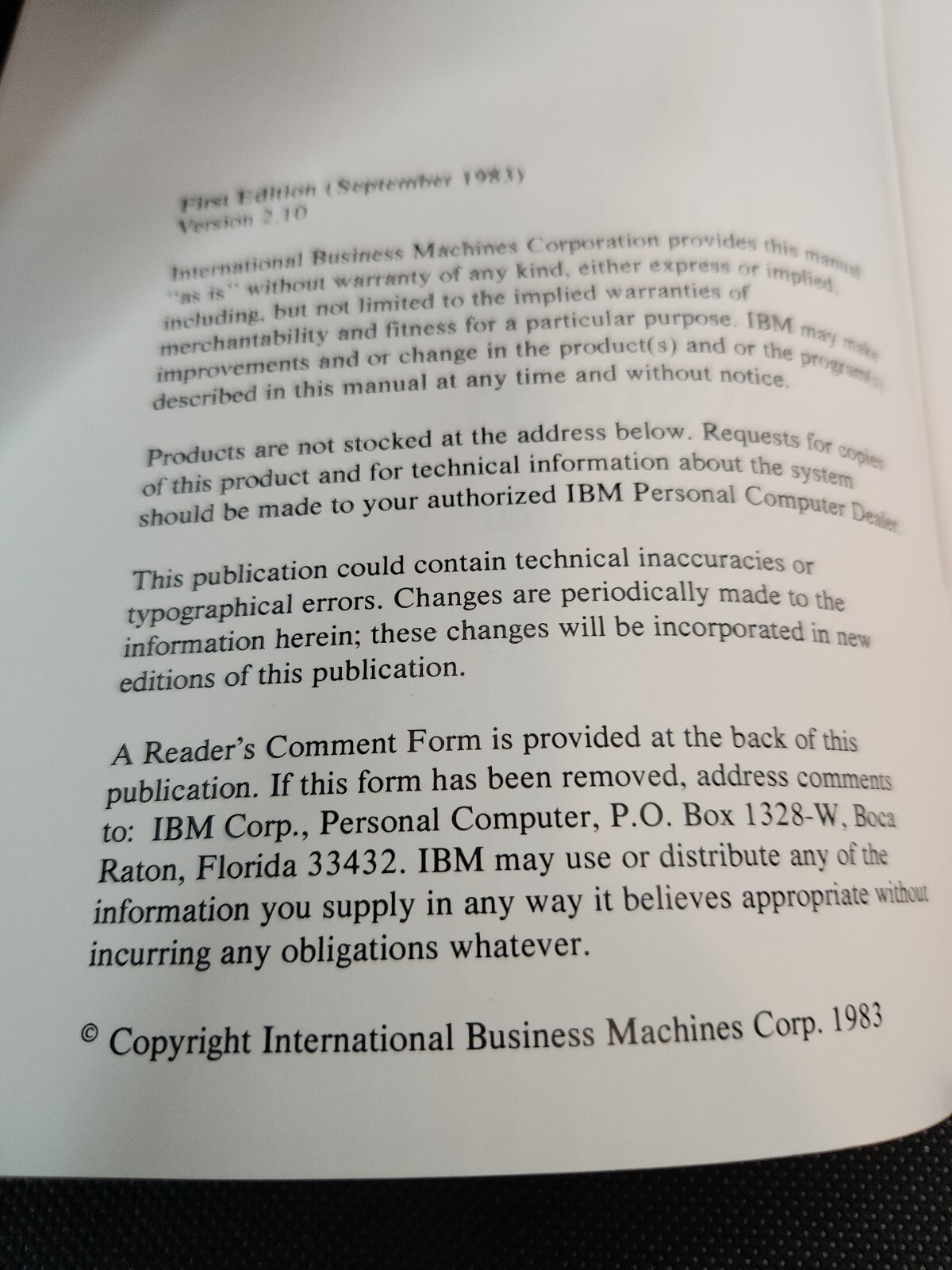 Microsoft Disk Operating System User's Guide 1983 First Edition Version 2.10