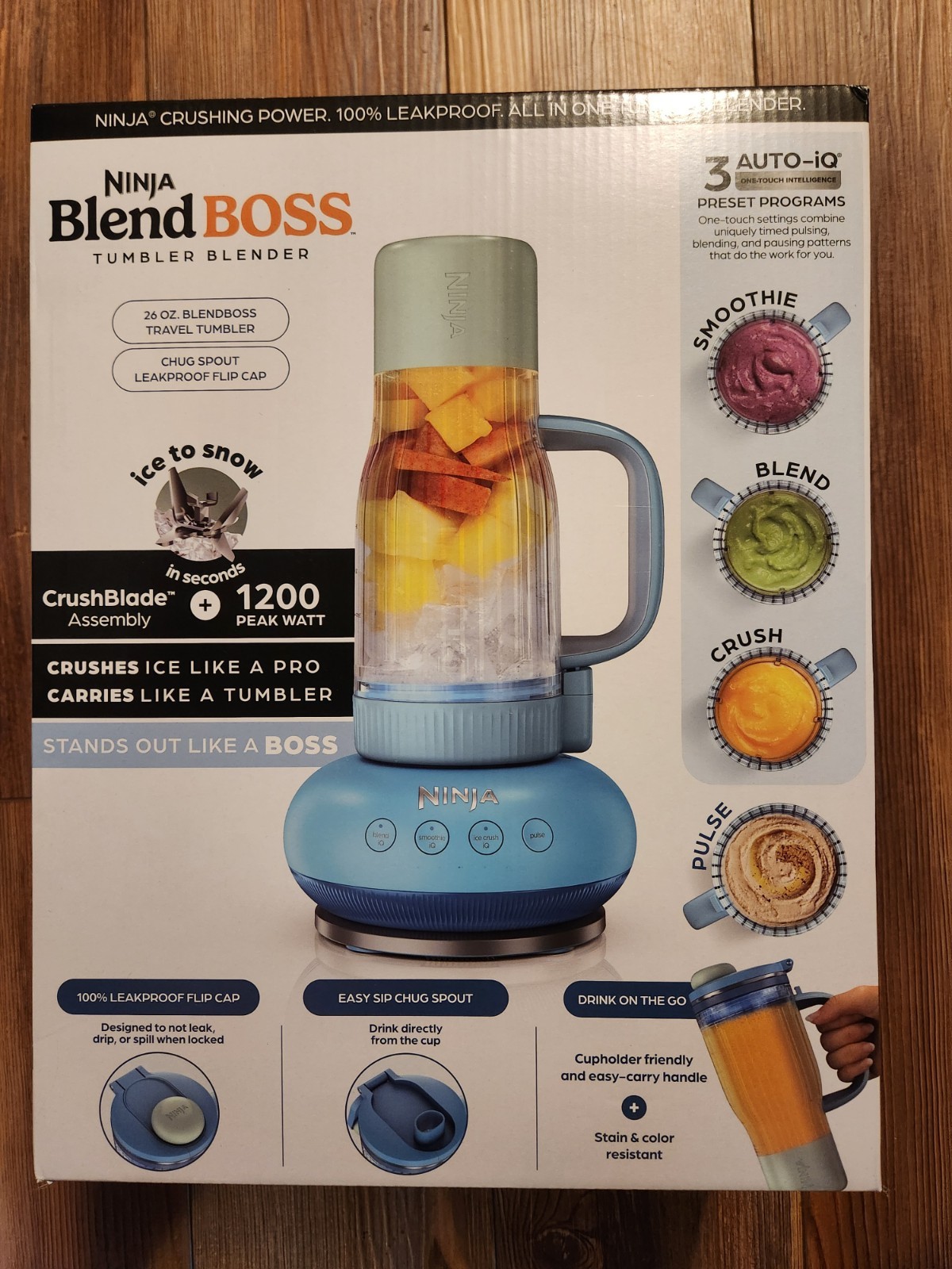 Ninja Blend BOSS Personal Smoothie Blender 26oz Tumbler Blue- New