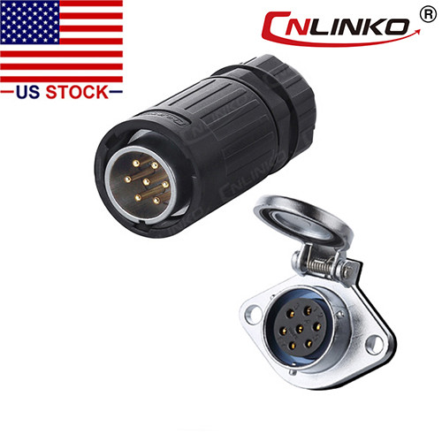 CNLINKO 7 Pin Power Signal Connector Male Plug & Female Socket Waterproof IP67