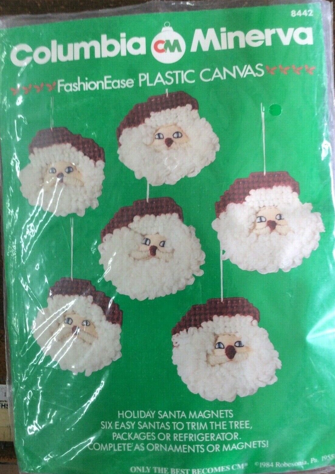 COLUMBIA MINERVA #8442 SANTA FACES PLASTIC CANVAS KIT