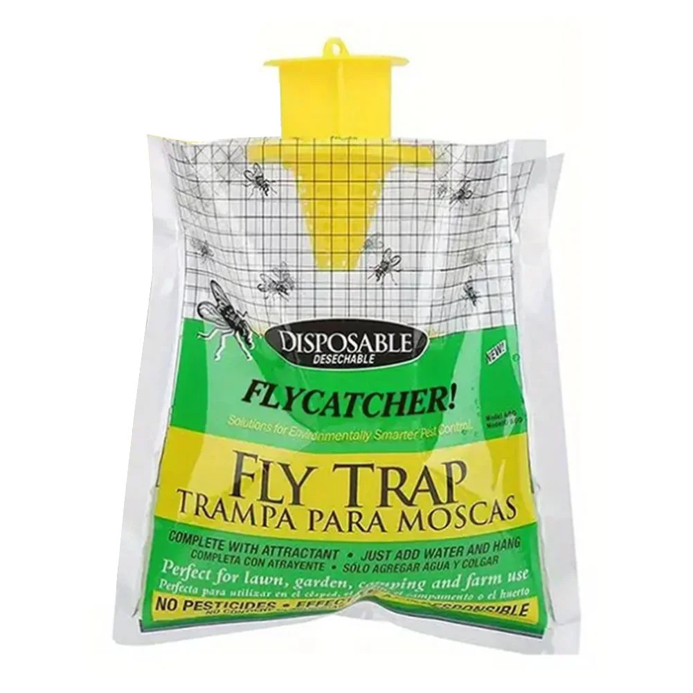 Outdoor Fly Traps, Disposable Non Toxic Hanging Catcher Killer Large Bag   1 PC