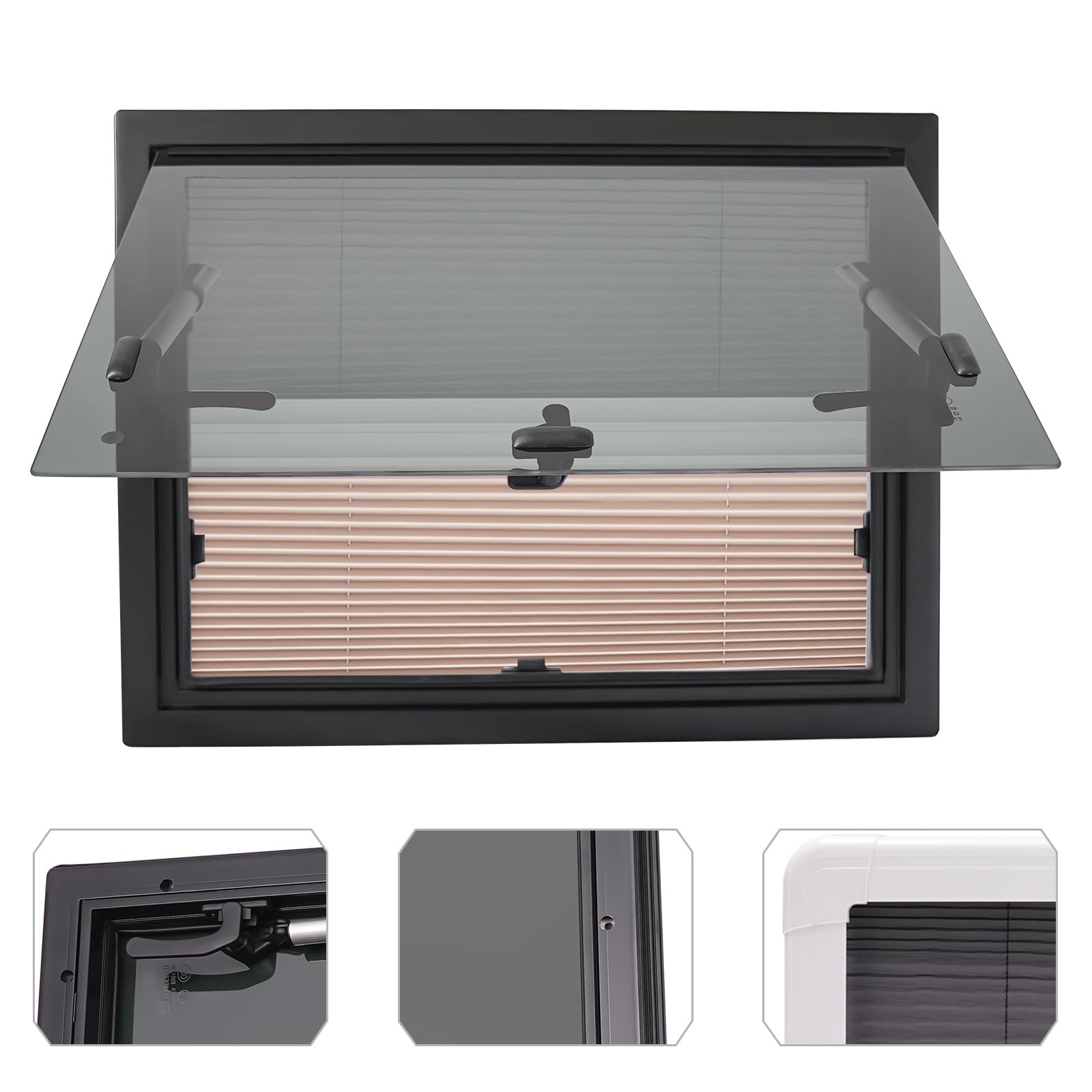 RV Hinged Window Push Hatch 750x500mm with Shades for 30-80mm Wall