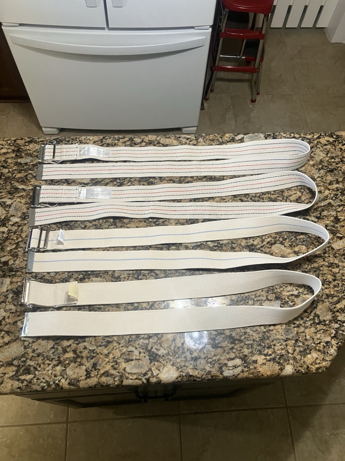 (4) Gait Straps: DeRoyal & Medline, (3) 60”x2” And (1) 53”x2”. Unused Condition