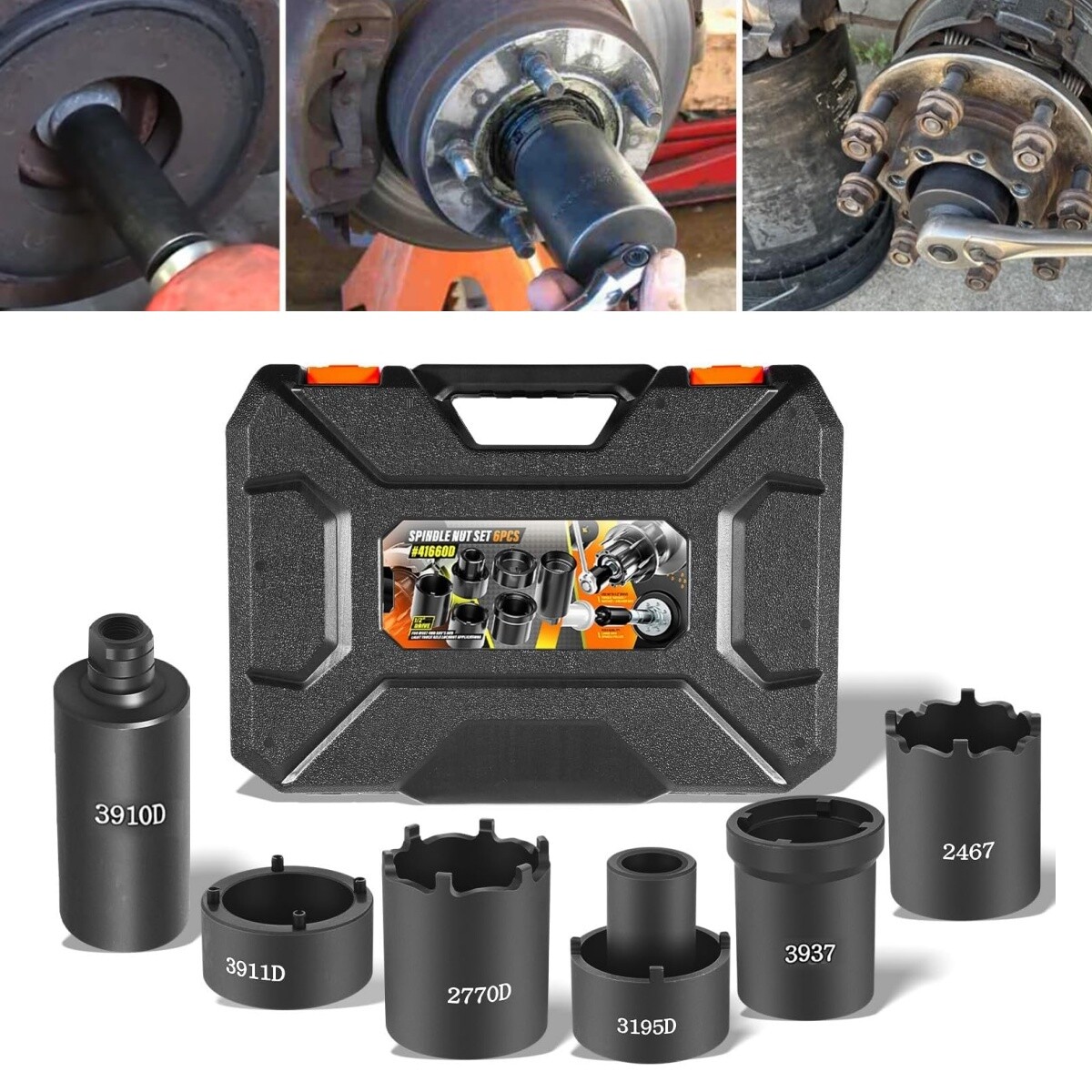 6 Pack Spindle Nut Socket Set 41660D 1/2” Drive for Ford Dana 44, GM, Toyota