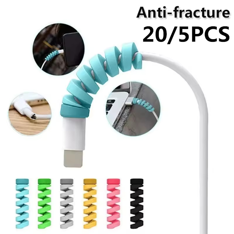 5PCS Spiral Cable Protectors Cord Saver Wrap for Charger USB Wires
