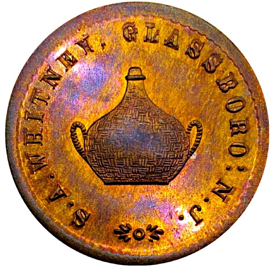 (1852) Glassboro NJ 16b Glass Works S A Whitney Merchant Token