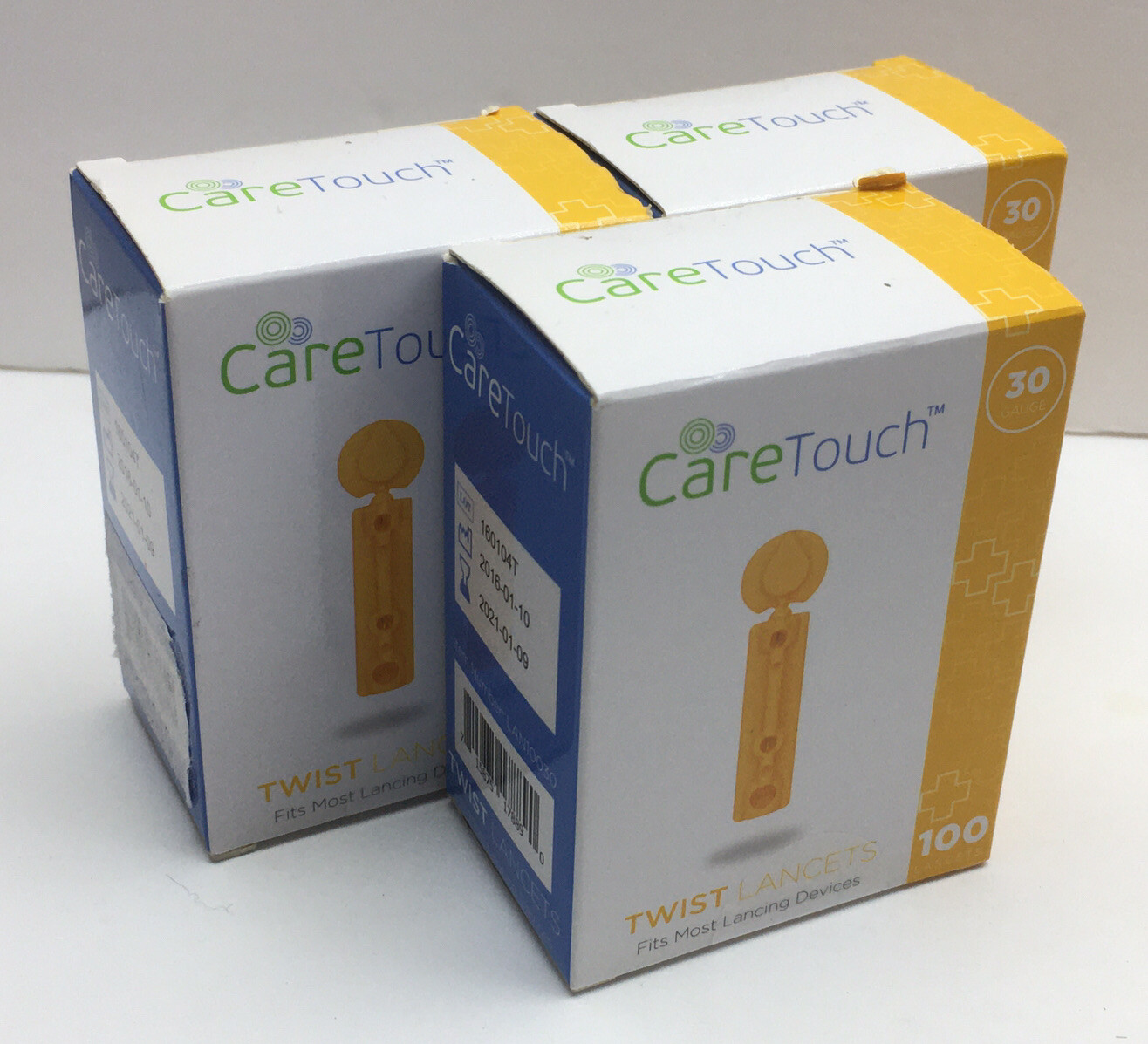 3-New Sealed Care Touch 30 Gauge Yellow Lancet Boxes(300Lancets) EXPIRED Read