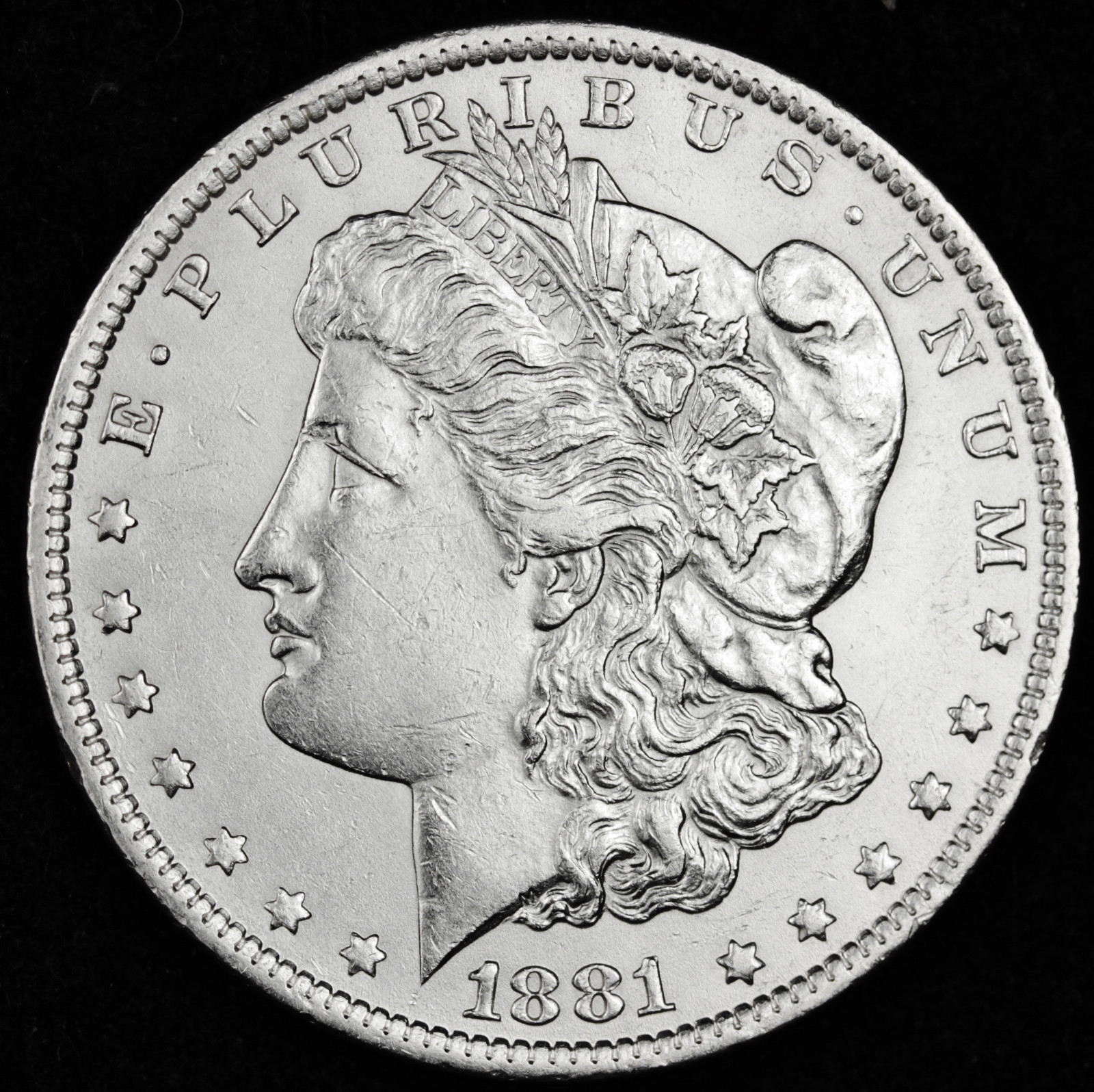 1881-o Morgan Silver Dollar.  A.U. (Inventory A)