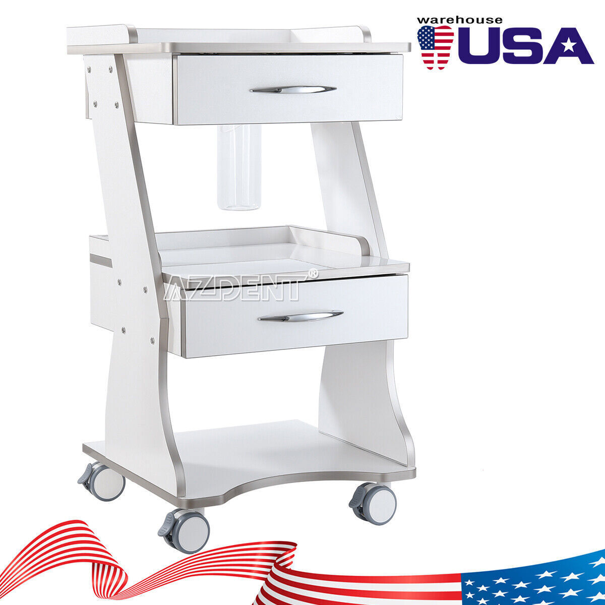 Dental Trolley Medical Cart with Built-in Socket&Auto-water Bottle Supply System