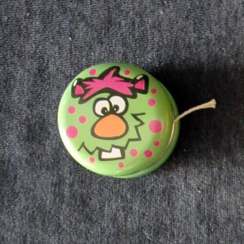 Green Metal Yo-Yo with Painted Funny Face