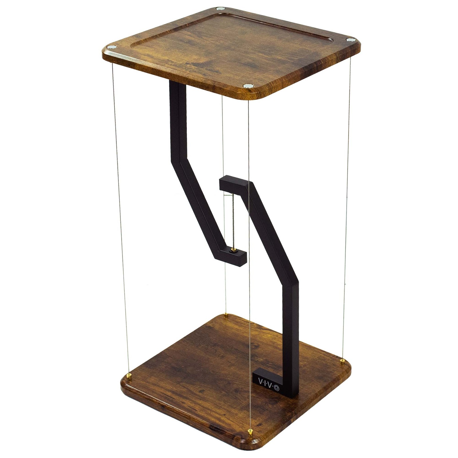 VIVO Rustic Vintage Brown/Black Tensegrity Speaker Floor Stand Floating Platform