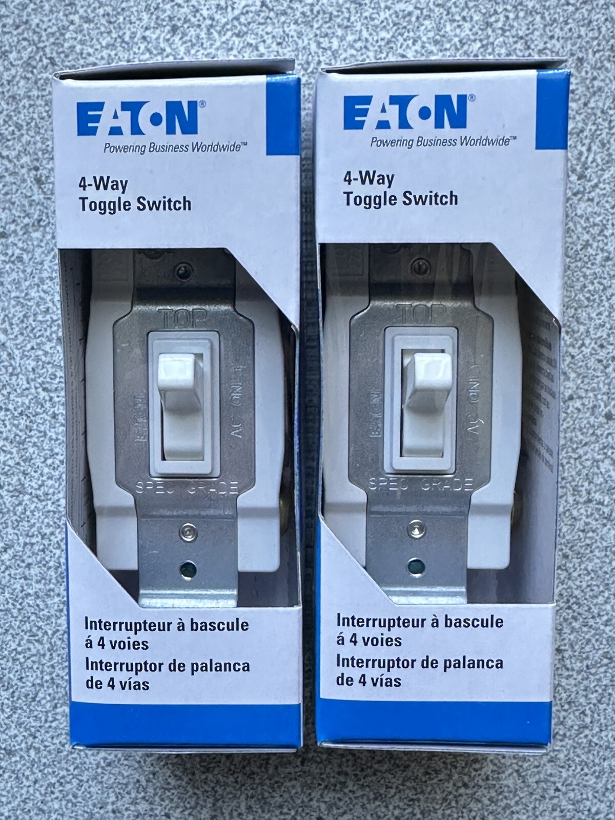 Lot of 2 NEW Eaton 1242-7W-BOX 4-Way Toggle Switch White 15A 120/277VAC Qty. 2