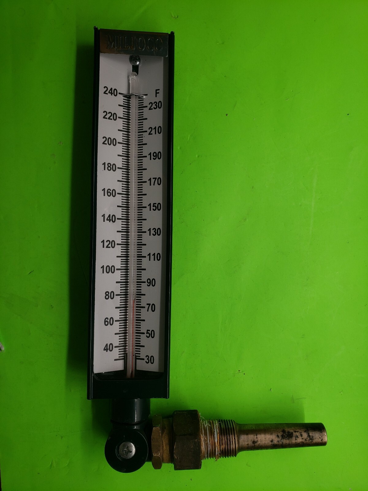 Miljoco sx935 50 Adjustable Liquid Non Mercury Thermometer. 30F-240F. Used.