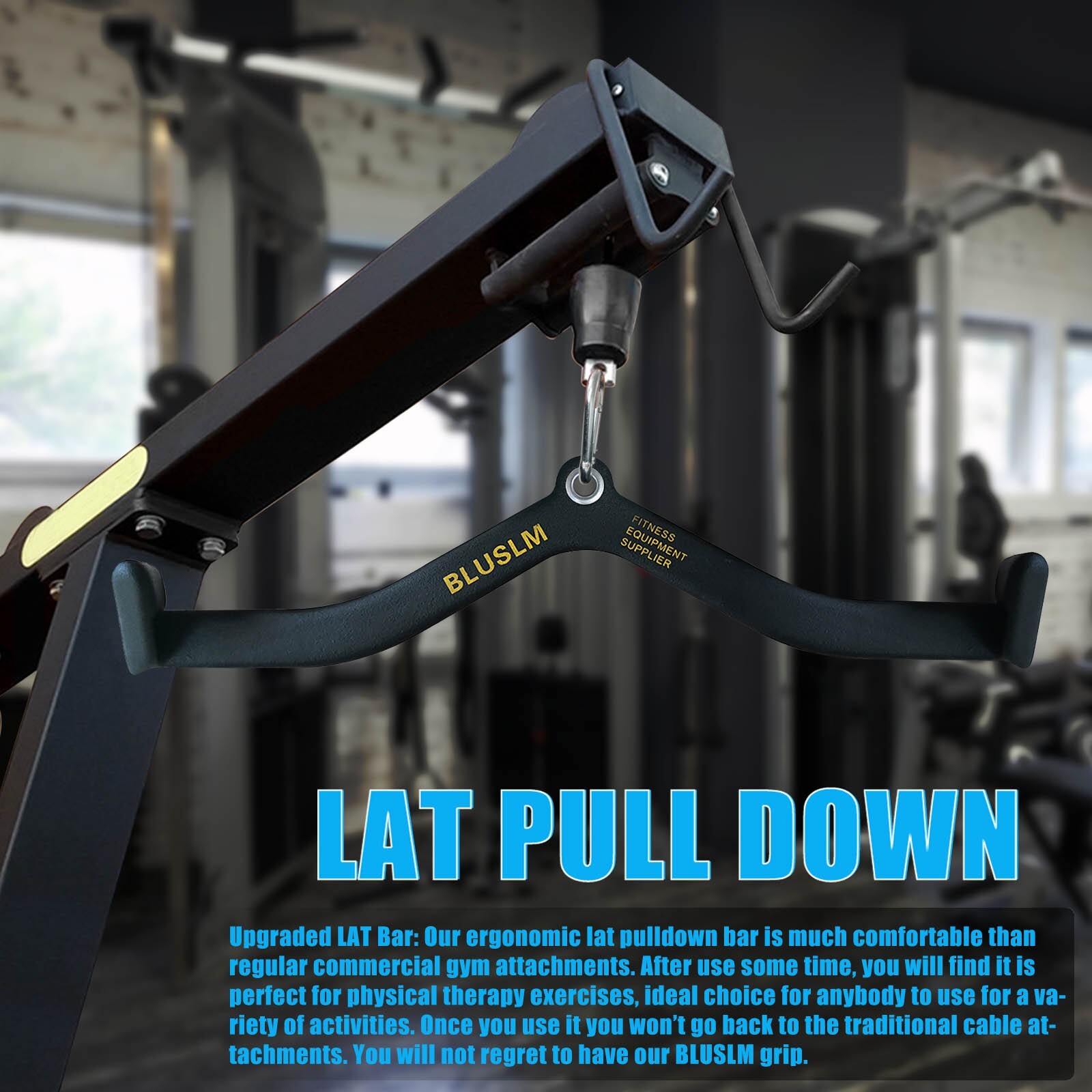 LAT Pull Down Bar for Cable Machine Pulldown T Bar V Bar Cable Attachments BL07